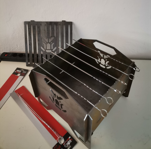 Gratar camping HOG Transformer multifunctional demontabil 30x30cm tabla 3mm - imagine 2
